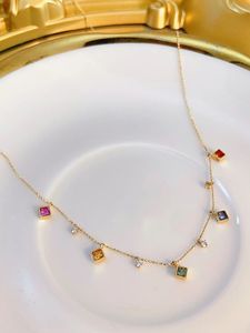 Collier en or jaune 18 carats Xinfly avec saphir 0,75 carat et diamant naturel 0,08 carat, chaîne de bijoux pour usage quotidien, fiançailles, cadeau de mariage - Product Image 4