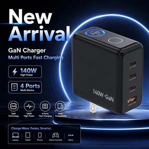 <span class=keywords><strong>Chargeur</strong></span> USB 140W, adaptateur de voyage GAN, bloc de charge 140W, 4 ports PD 3.1 QC, allocation intelligente de l'alimentation avec affichage numérique - Product Image 2