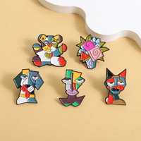 Broche en émail en alliage, motif ours géométrique abstrait, colorée, style artistique, badge de revers, bijou, cadeau, vente en gros