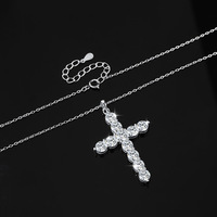 Collier pendentif croix en argent sterling S925 tendance avec moissanite pour femme, chaîne de clavicule superposée, bijoux style hip-hop urbain