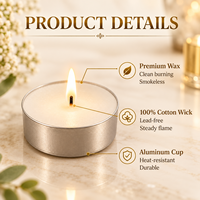 Bougie blanche à la cire de paraffine, sans fumée, non parfumée, 8 heures de combustion, pour la décoration de la maison, Diwali, Noël