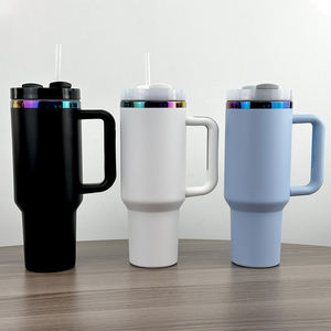 Vaso de acero inoxidable con recubrimiento en polvo Chapado en arcoíris holográfico electrochapado de 40 oz para grabado láser 30oz 40 oz tazas para exteriores - Product Image 1