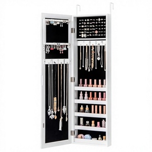 Armoire à bijoux en verre moderne <span class=keywords><strong>Giantex</strong></span> avec miroir pleine longueur, organisateur mural, porte magnétique et grand rangement pour boucles d'oreilles - Product Image 3