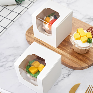 Individuele cupcake doosjes met transparant venster, witte kartonnen muffinverpakking, wegwerpverpakking voor cupcakes van voedselveilige kwaliteit - Product Image 6