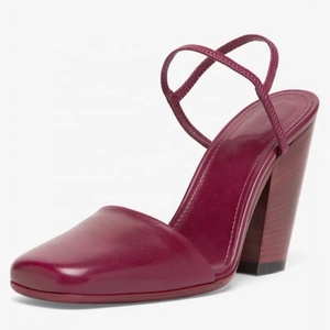 Sandalias de tacón alto y grueso retro para mujer, talla grande 44, con correas elásticas en el tobillo, punta cuadrada, zapatos de vestir de verano para mujer - Product Image 3