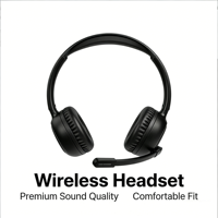 Casque sans fil supra-auriculaire binaural pour centre d'appels, Type-C BT 5.5, réduction de bruit ENC pour réunions et formations