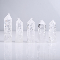 Pierres de guérison artisanat pierres précieuses tour de Quartz poli clair feu et glace craquelé Quartz Point pour Fengshui