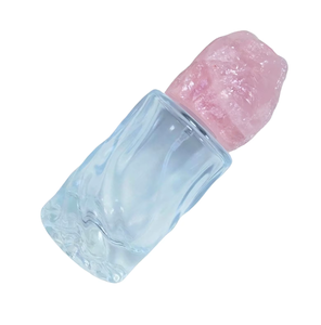 Botella de Perfume de Vidrio Transparente con Tapa de Cuarzo Rosa Natural para Envasado de Fragancias - Product Image 1