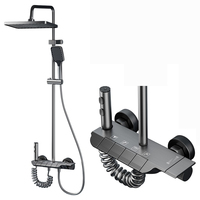 Système de douche LED en aluminium spatial à affichage numérique et commande par touches piano, avec douchette à main, ensemble de douche pour salle de bain, direct usine