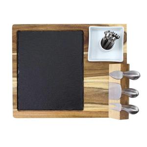 Houselin Slate Cheese Board Set Acero inoxidable Cuchillo Herramientas Premium Acacia Bandeja para servir con soporte magnético - Product Image 3