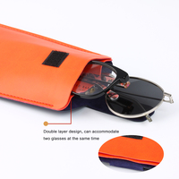 Porte-pochette de lunettes Portable feutre doux lunettes de soleil étuis de rangement Double voyage lunettes organisateur sacs en matériau PU