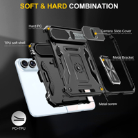 Coque de téléphone Armor avec béquille rotative à 360°, protection magnétique coulissante pour objectif d'appareil photo et support pour iPhone Fold 18 DUO, compatible avec support de voiture