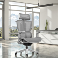 Chaise de bureau ergonomique en tissu moderne et tendance, base en alliage d'aluminium, pivotante, soutien lombaire réglable, chaise certifiée