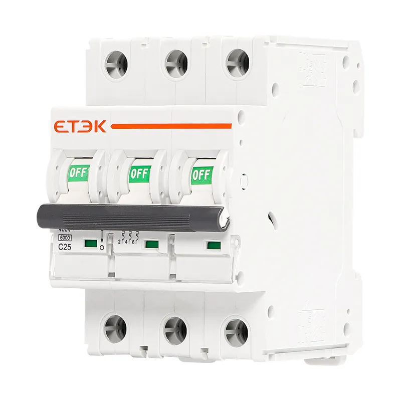 ETEK Bộ Ngắt Mạch Mini Loại C 1-4 Cực MAX 63A 400V MCB 35Mm Công Suất Ngắt Gắn Ray Din