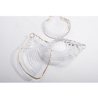 Assiette en verre sodocalcique écologique vintage de luxe avec bord doré, diamètre 20,5 cm, transparente, logo personnalisé, promotionnelle