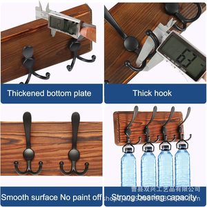 <b>Wooden</b> Wall Mounted <b>Coat</b> Rack With <b>Hooks</b> For Bedroom Bathroom Kitchen Entryway Storage Organizer Easy Install - Product Image 4