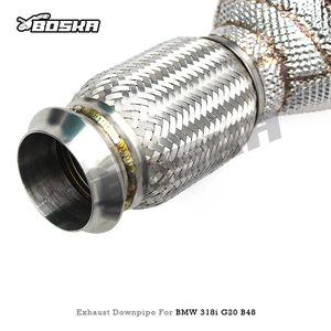 ท่อไอเสียแบบกำหนดเอง High Flow Catted 300cell Downpipe สำหรับ BMW ซีรีส์ 3 รุ่น 318/318i G20 B48 2.0T ปี 2020-2024 พร้อมแผ่นกันความร้อนสแตนเลส - Product Image 3