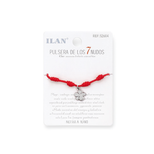 Braccialetto Ilan a Sette Nodi con Cordoncino Rosso e Ciondolo Quadrifoglio, Gioiello Fatto a Mano - Product Image 2