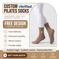 Chaussettes de yoga et de Pilates pour femmes, en coton tricoté, avec bordure volantée, antidérapantes, à adhérence sportive, avec broderie de logo personnalisée, collection automne
