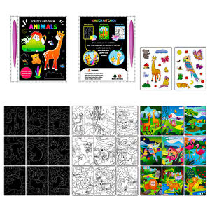 20225 çocuk hayvanlar DIY karikatür sevimli sihirli kağıt Scratch kitap çocuklar için renkli eğlenceli sanat kiti - Product Image 1