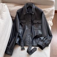 Veste Courte en Similicuir PU pour Femme, Ajustée et Flatterante, avec Fermeture Éclair ; Motif Grain de Litchi 3D Printemps/Automne 2026