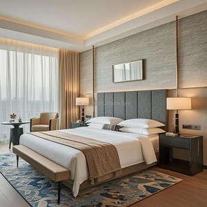 Ensemble de lit King Size personnalisé pour hôtel, avec cadre en bois MDF et contreplaqué, tête de lit, matelas et draps, pour projets hôteliers économiques - Product Image 5