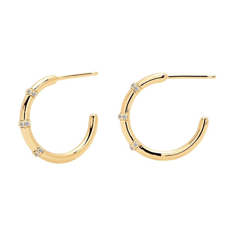 18k gold plated s925 silver zircon earrings