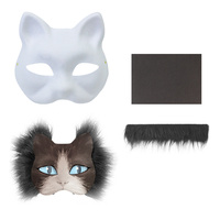 Nouveau bricolage blanc pâte à papier masque Halloween Animal renard chat masque Costume boule peint à la main Cool mode fête masque