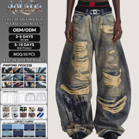 Jeans personnalisés pour hommes, effet délavé, fabricant de jeans de qualité supérieure, mise sur les designs complexes, jeans streetwear