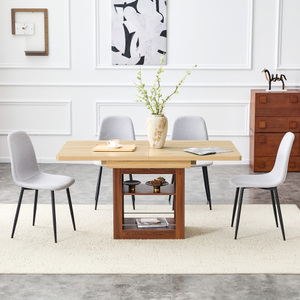 OEHOME Scalable Dining Table Chair <b>Sets</b> 4-piece <b>Set</b> Light Gray <b>Linen</b>-Cotton Material Chairs Modern Luxury Hotel Furniture - Product Image 2