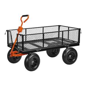Carrito utilitario de acero de 1200 libras, plataforma de malla lateral extraíble, estructura de plástico, herramientas de almacenamiento, transporte de compras, OEM personalizable - Product Image 1