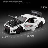 Voiture miniature RC Nissan GTR 1:24 avec effets sonores et lumineux, télécommandée, jouet décoratif