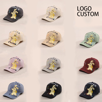 Casquette de baseball vintage en coton lavé et respirant, imprimé chien de dessin animé et scooter, style ethnique urbain, réglable, pour femme