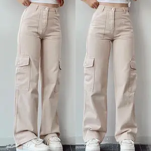 2024 nouveau gros Cargo pantalon dames pantalon décontracté femme vêtements pantalons femmes taille haute pantalon poche