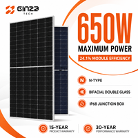 Module d'énergie renouvelable monocristallin pour projets EPC, panneaux solaires bifaciaux à demi-cellules 650W N double verre, efficacité 24,1%