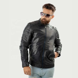 Veste de motard en cuir véritable pour homme, couleur bleue, personnalisée, haute qualité, imperméable, coupe-vent, doublure en polyester écologique, hiver - Product Image 4