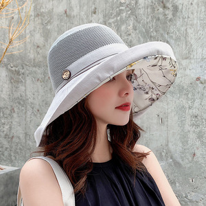 Chapeau de soleil en maille d'été personnalisé avec logo, protection UV, large bord, pliable, chapeau de plage pour femmes - Product Image 3