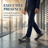 Chaussures décontractées pour hommes en cuir véritable lisse noir, confortables et souples, avec logo personnalisé, vente en gros directe d'usine