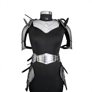 Ensemble d'armure en acier inoxydable plaqué argent, forme irrégulière, poli, armure métallique tendance et portable pour femmes - Product Image 5