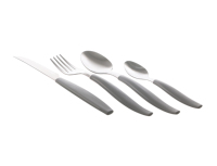 Ensemble de 4 couverts en acier inoxydable avec manche en plastique, écologiques, couteau à steak, fourchette à dîner, cuillère, pour la maison, le restaurant, la restauration, les fêtes, gris