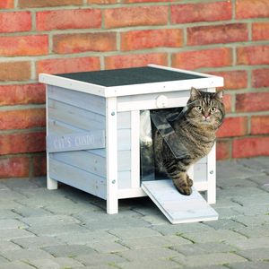 Condo pour chat en bois résistant aux intempéries avec toit à charnières et porte rabattable pour l'abri des chats errants - Product Image 5