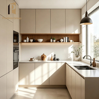 Ensemble d'armoires de cuisine Beige House Project, ton chaud, petite unité de cuisine, armoires de cuisine