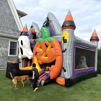 Château gonflable d'Halloween avec toboggan, structure de saut commerciale en PVC, château gonflable citrouille, château gonflable fantôme pour enfants