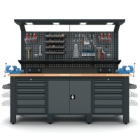 Banc de travail industriel en métal robuste Bodur Metal Proline Plus+ Combo 2201 |   Construction en acier de qualité supérieure, bois de hêtre massif de 40 mm
