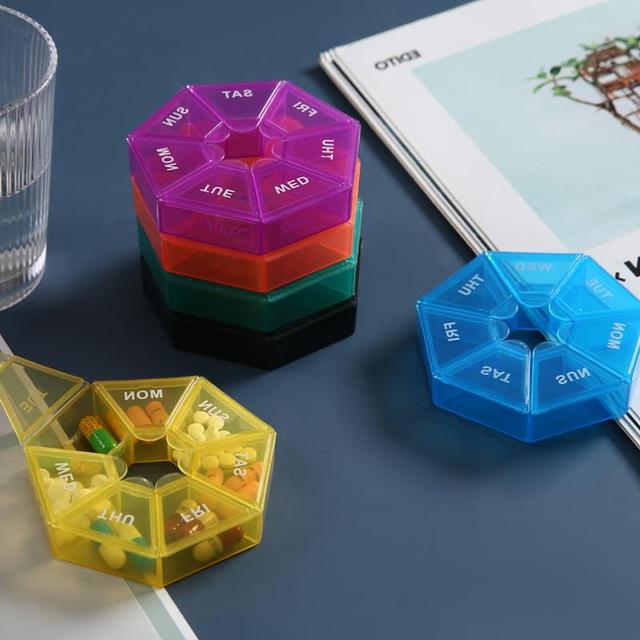 Portable Weekly Pill Organizer Plastic Travel Pill Box Dispenser Medicine Case Storage Box for Home or Travel