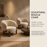 Fauteuil simple en tissu bouclé beige de style nordique contemporain pour la maison, le bureau ou l'appartement – Chaise de loisirs durable