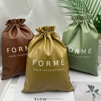 Sacs en cuir PU avec cordon de serrage, logo personnalisé imprimé, pour cheveux, extensions de cheveux, perruques, cadeaux, artisanat, emballage de flacons de parfum