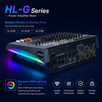 Console de mixage audio professionnelle HL-G10P 10 canaux RGB alimentée, amplificateur 2*350 Watts, double 99 effets DSP, BT 5.0 OTG