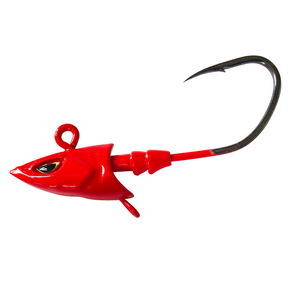 เหยื่อตกปลาแบบหัวจิ๊กทีเทล สีแดง สำหรับตกปลากะพง ตัวเบ็ดโค้งแข็งแรง หางโค้งหนา ช่องเกี่ยวเบ็ดกว้าง - Product Image 1