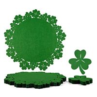 Set de table rond en feutre trèfle, antidérapant et résistant à la chaleur pour la Saint-Patrick